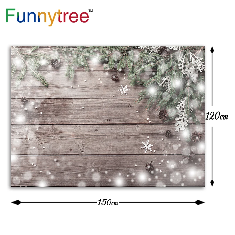 Funnytree photography backdrop Christmas wood wall floor small size vinyl winter photo background studio photophone photocall