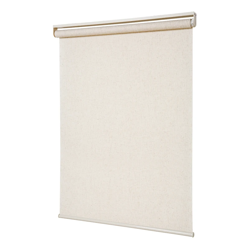 CASAYA Electric linen roller blinds blackout breathable window curtains remote control lifting for office meeting room