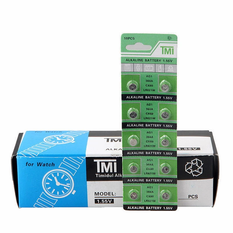 10 Uds pilas para reloj AG1 1,55 V 364 SR621SW LR621 621 LR60 CX60 alcalina de botón pila de moneda baterías