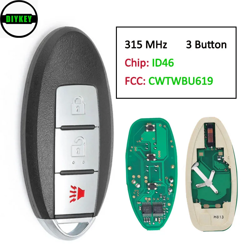 

DIYKEY for 2005-2008 Infiniti FX35 FX45 Smart Remote key 3 Button 315MHz ID46 Chip FCC ID: CWTWBU619