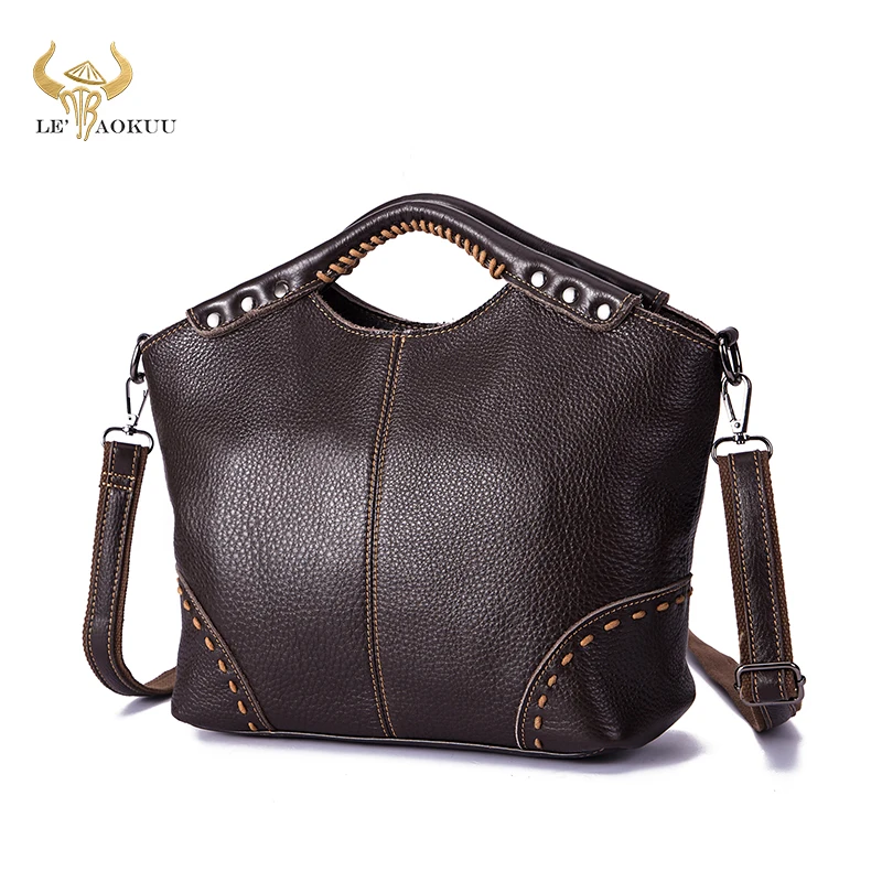 

Real Grain Leather Luxury Coffee Designer Large Shopper Women Tote Purse Handbag Tote Ladies Over The Shoulder Satchel Bag 6640