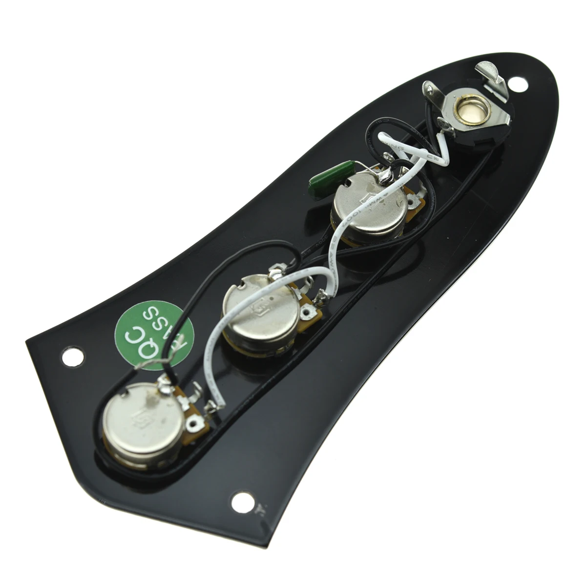 Dopro Loaded Control Plate Pre-Wired Control Plate with Wiring Harness for Fender Electric Jazz Bass J Bass Chrome/Black