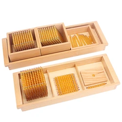 คณิตศาสตร์ Montessori ของเล่นเพื่อการศึกษาลูกปัดทองวัสดุสัญลักษณ์พร้อมถาดเด็ก5ปีของเล่นเรียนรู้นักเรียนการเรียนรู้เลขคณิต