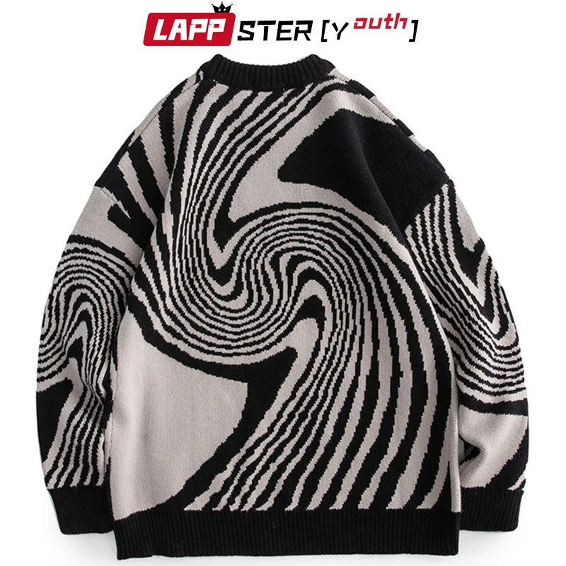 LAPPSTER-Youth Men Harajuku Vintage Knitted Sweater 2023 Mens Korean Fashion Pullovers Man Japanese Streetwear Designer Sweaters