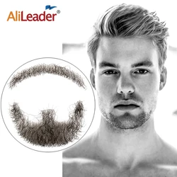 Alileader Top Selling Fake Beard Hand Made 100 percent Real Hair Swiss Lace Comfortable Invisible Remy Hair Mustache For Men