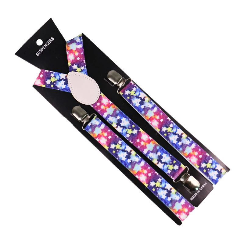 Winfox New Purple Pink Flower Floral Print Adjustable Mens Womens Unisex Clip-on Suspenders Unisex Elastic Y-Shape Braces