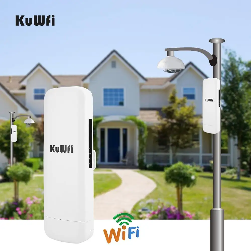 Kuwfi 3Km 2.4G 300Mbps Wifi CPE Router Wifi Repetidor Wifi Extender Puente inalámbrico Punto de acceso para cámara inalámbrica Pantalla LED