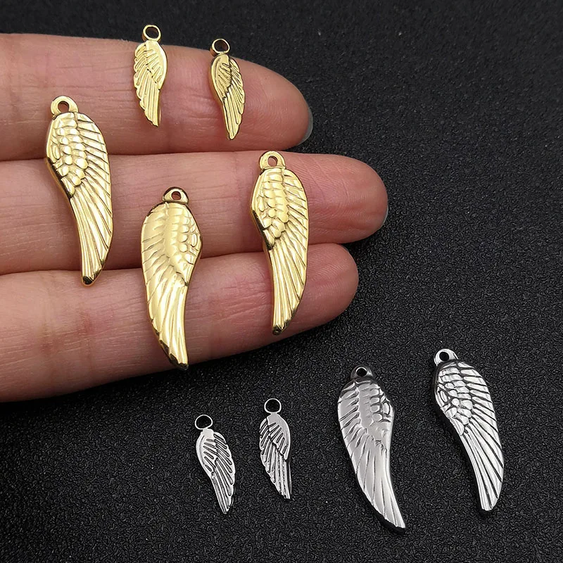 5pcs Gold Angel Wings Pendant Stainless Steel for DIY Jewelry Material Making Charms Accessories Wholesale – Avaliação e Recomendação
