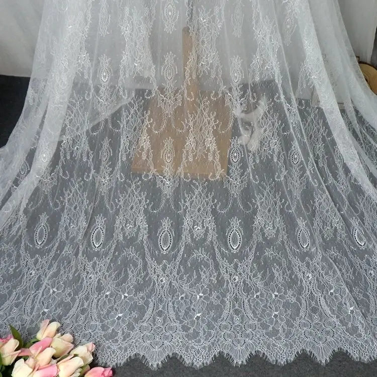 high-end ultra-thin soft skin-friendly eyelash lace lace fabric 1.5 meters wide clothing veil wedding accessories