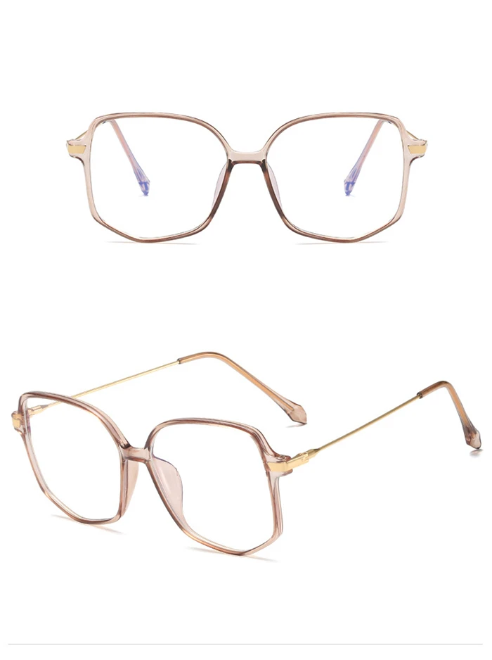 Übergroße Polygon-Myopie-Brille Frauen transparenter grüner Rahmen photo chrome Dioptrien brille Rezept 0-150-156 bis-0,5 – Detail 7