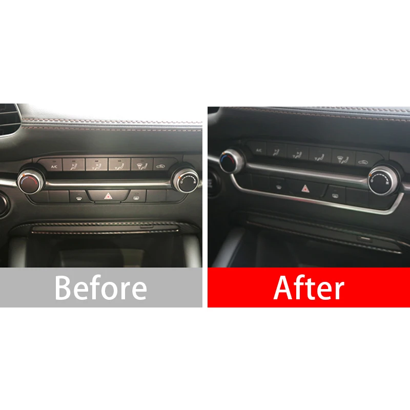 For Mazda 3 BP 2019 2020 2021 2022 2023 2024 2025 Stainless Steel Car Central Control Conditioner Trim Strips Cover Accessories view 4