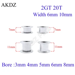 2GT 20 Dentes Synchronou Polia Idler Bore, 3mm, 4mm, 5mm, 6mm, 8mm, Rolamento para Cinto Aberto GT2, Largura 6 10mm, 20 Dentes, Roda Passiva