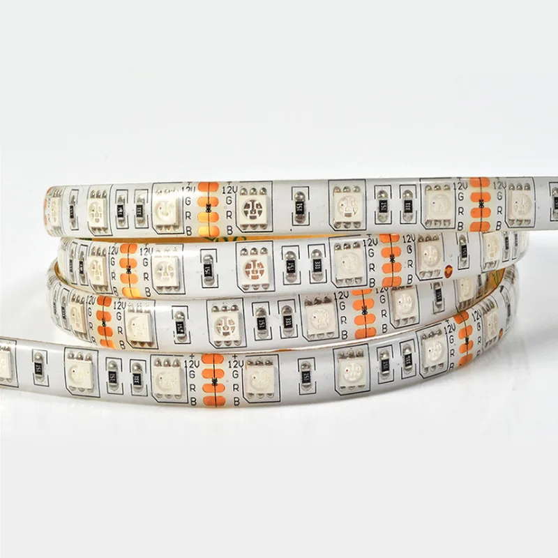 DC12V 24V Led Strip Rgb SMD5050 Waterdichte 5M Flexibele Zwart/Wit Pcb Rgb Led Strip Licht Tape diode Lint Tv Backlight