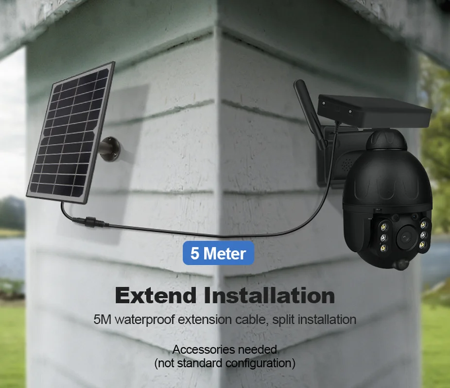 SECTEC Outdoor Solar Camera WIFI Wireless Security Protection Black Detachable Solar Cam Battery CCTV PIR Video Surveillance