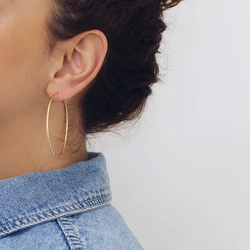 925 Sterling Silver Ear Buckle New Women Hoop Earrings Big Circle 57mm High Quality Jewelry For Fashion Ladies Birthday Gifts
