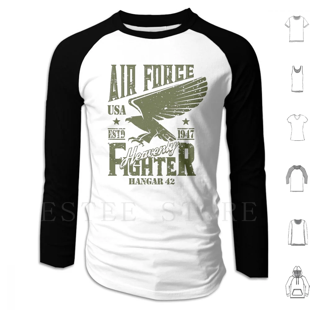 Sudadera con capucha Air Force Heavenly Fighter (Od) de manga larga Spitfire Ww2 Warthunder World Of Warplanes Flight Airplane Fighter