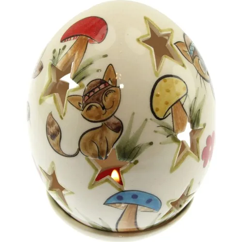 Authentic Tile Redro Fox Egg Candle Holder