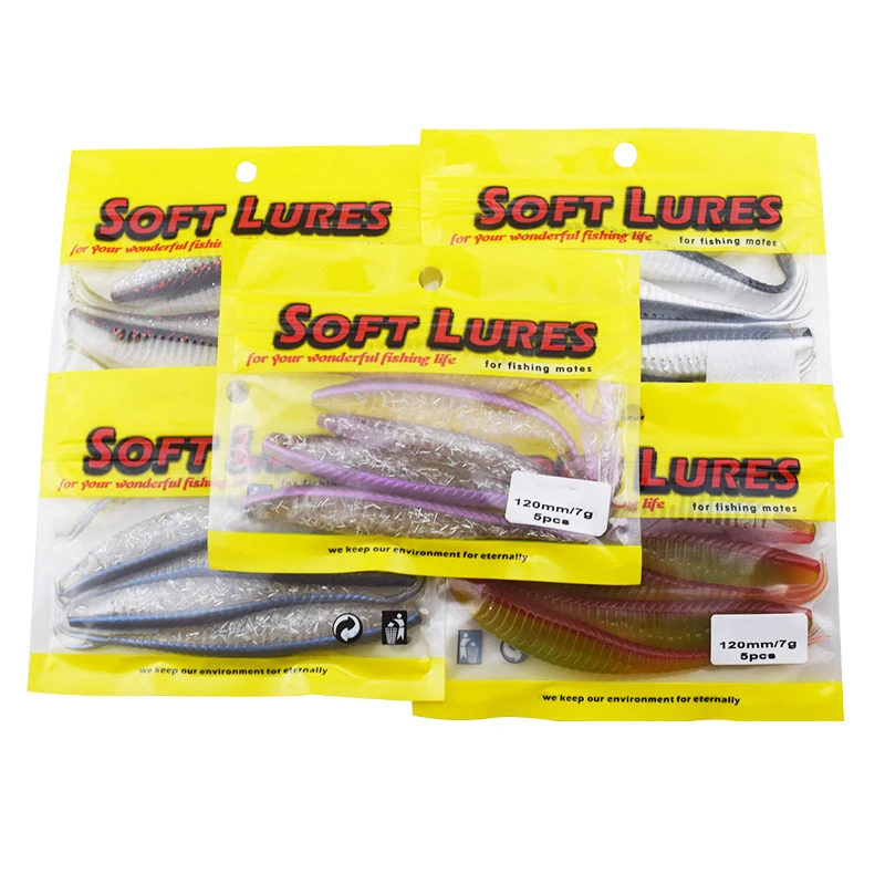 5pcs/lot Floating water Soft Lures 120mm 7g Fishing Vibro Fat Fork tail Fishing Lures Tackle Iscas Jig Wobblers Bream Bait