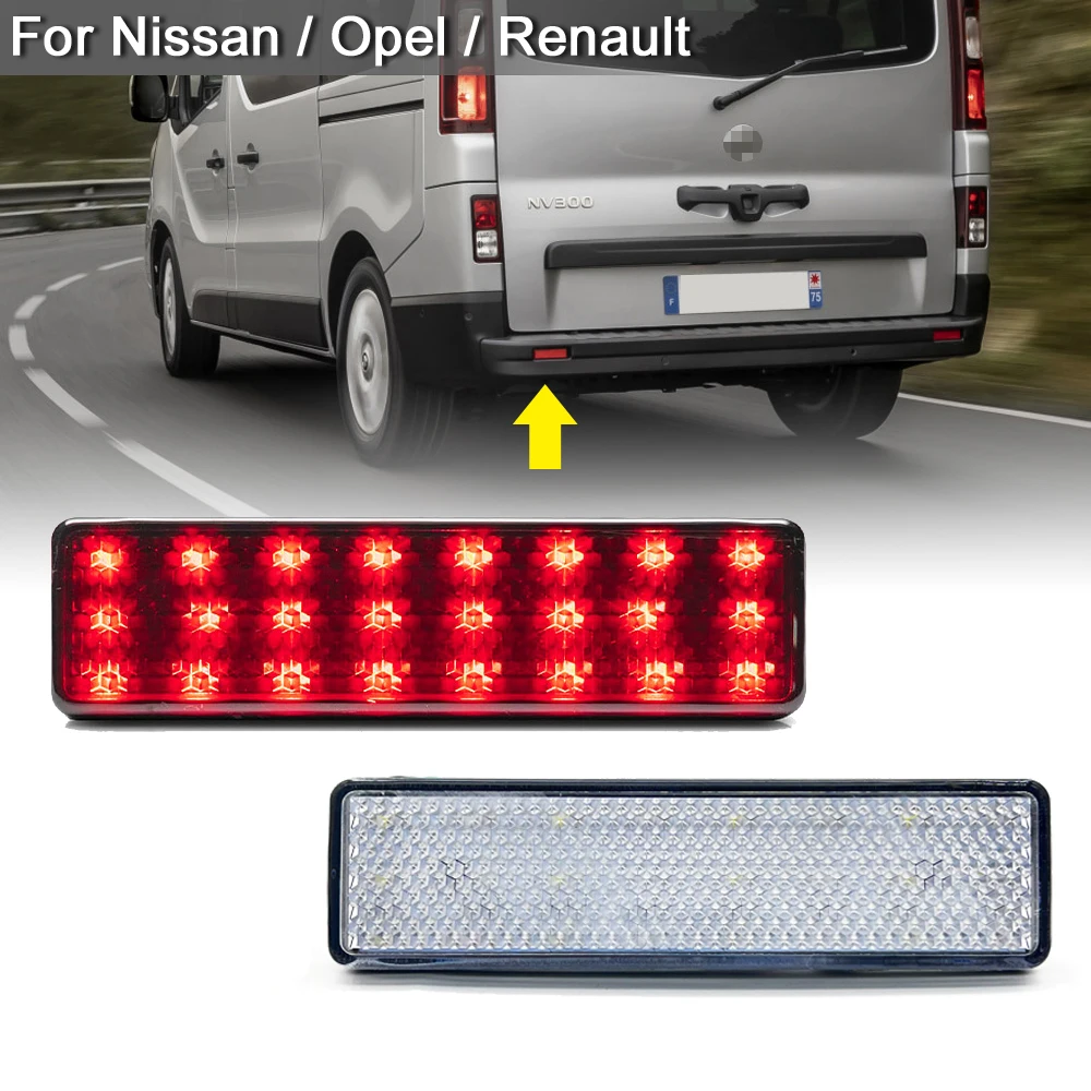 3 Function LED Rear Bumper Reflector Lamp Reversing Brake Light For Nissan Primastar NV300 Opel Vauxhall Renault Master Trafic