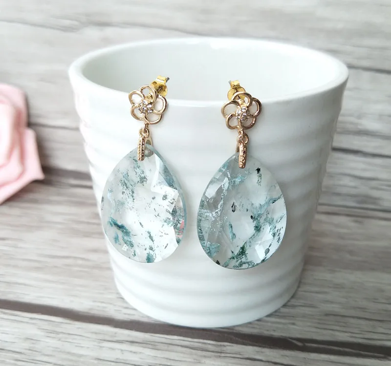 1 Pair Drusy Natural Agat e Dangle earrings, Druzy Pearl Earrings,druzy gem stone earrings, Handmade Jewelry For Women ER243
