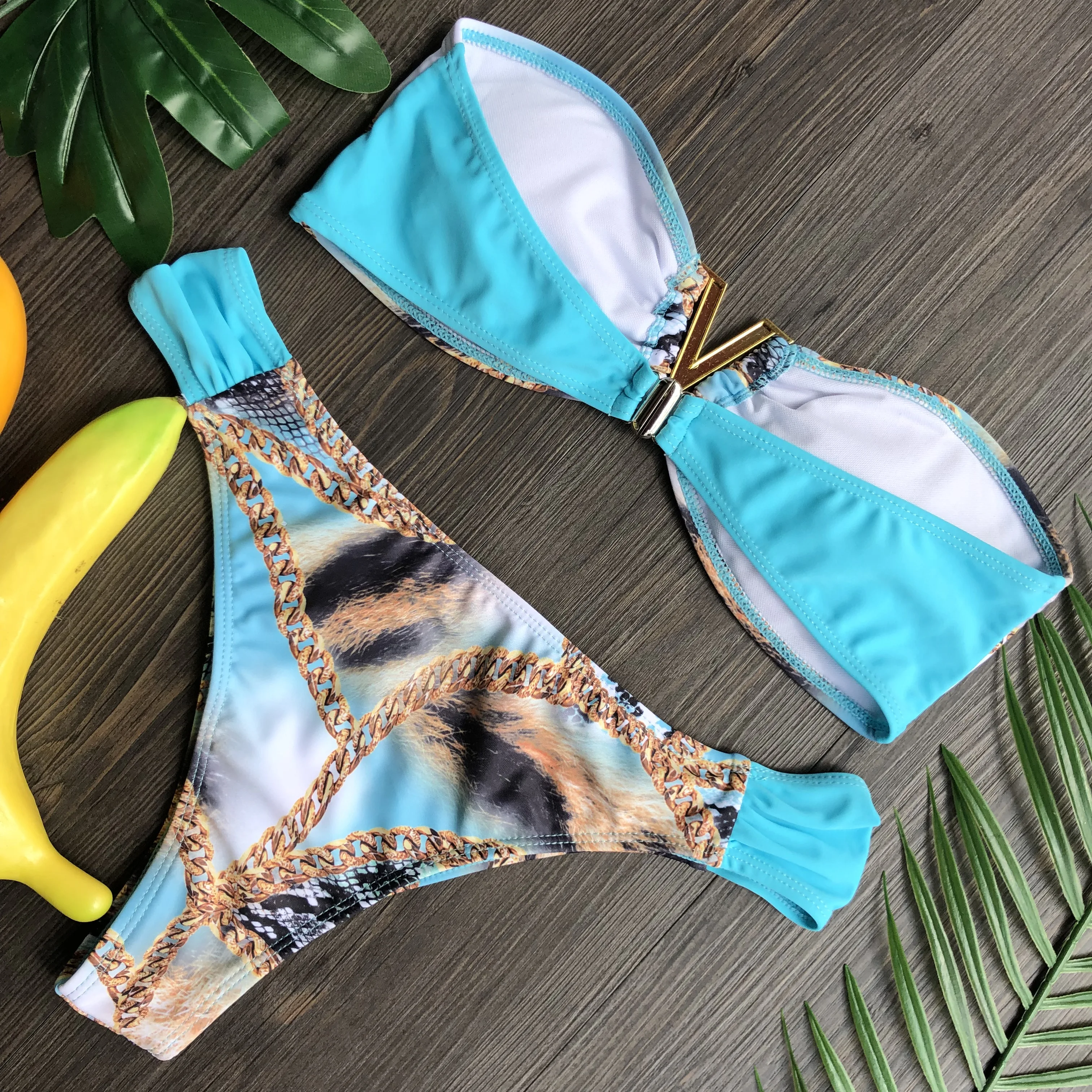 Conjunto de microbikini con estampado para mujer, traje de baño de corte alto Sexy, bikini brasileño, 2020