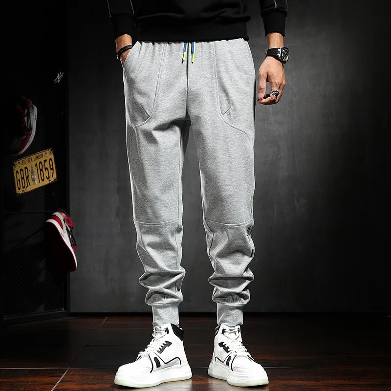 

Fashion Sport Baggy Sweatpants Men Casual Pants Streetwear Hip Hop Gray Drawstring Jogging Sweat Trousers