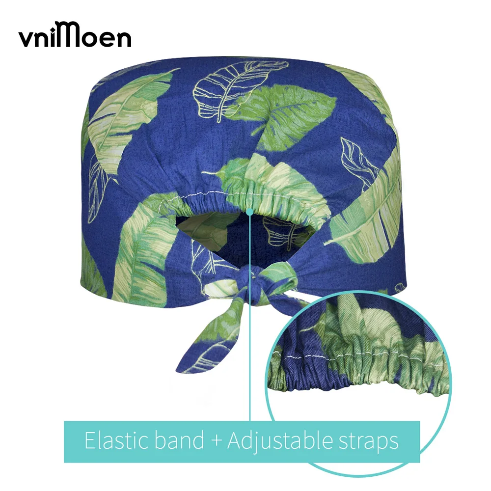 new High Quality Breathable sweat-absorbent cartoon print scrub cap Pet grooming beauty salon lab work caps Health scrub hat