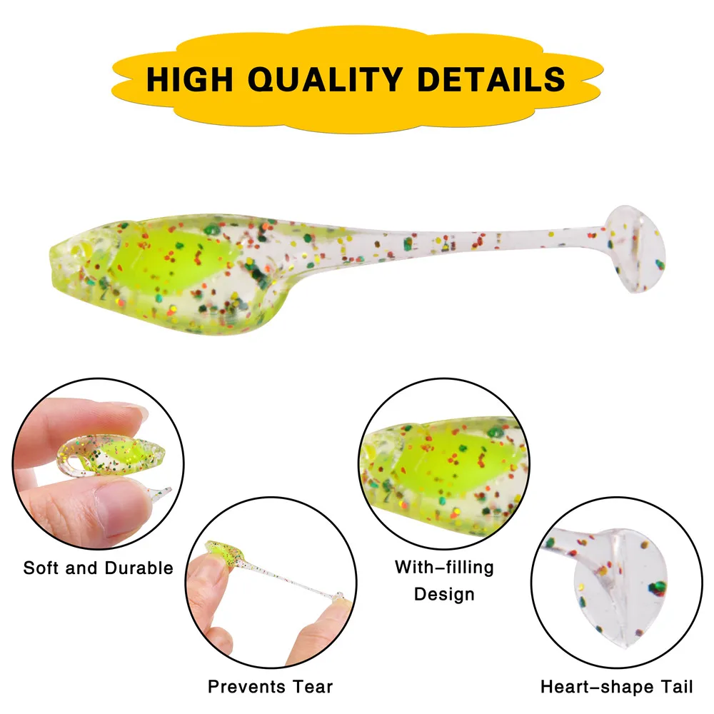 30Pcs Soft Silicone Luminous Floating Fishing Lure 5cm 1g Soft Artificial Bait Swimbaits Jigging Fishing Trout Lures