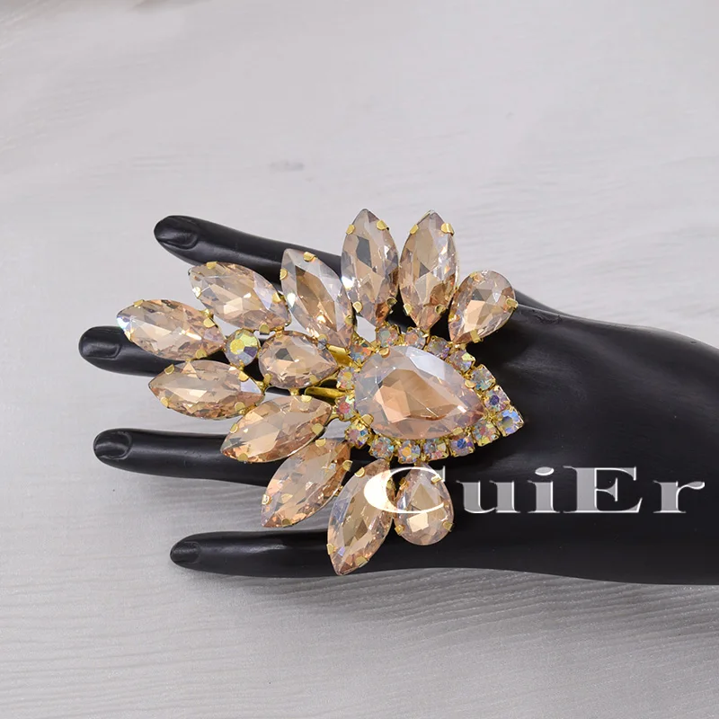 CuiEr Luxury 3.7inch Rhinestones Oversized Big Large Crystal Adjustable Statement Party Ring Drag Queen strass AB crystal