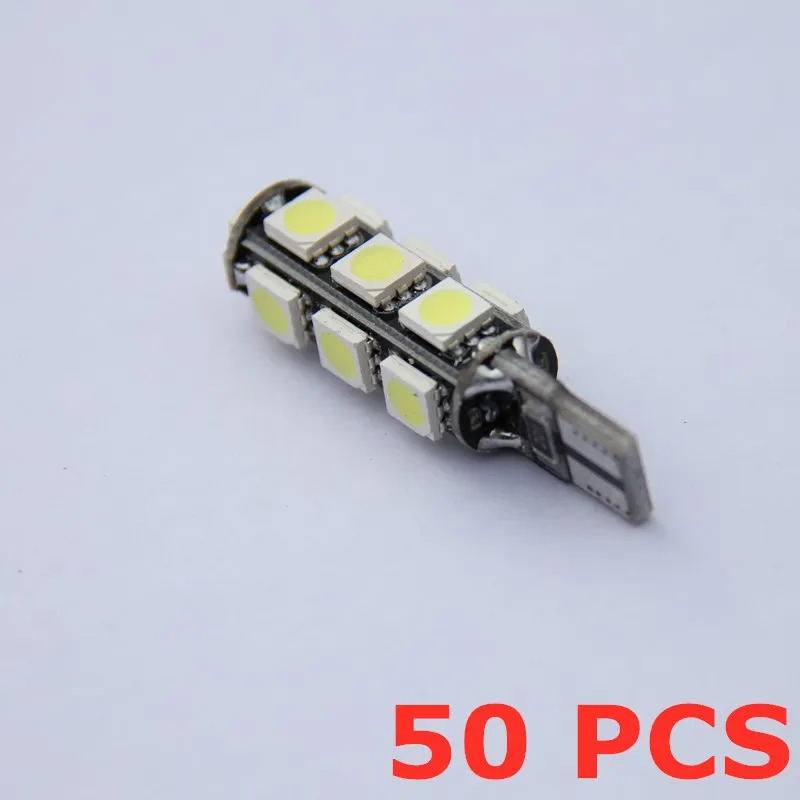 

50X T10 автомобильный Led W5W 5050 13SMD белый авто Led T10 резервный светильник s клиновидная лампа для чтения лампы для багажника светильник номерного знака