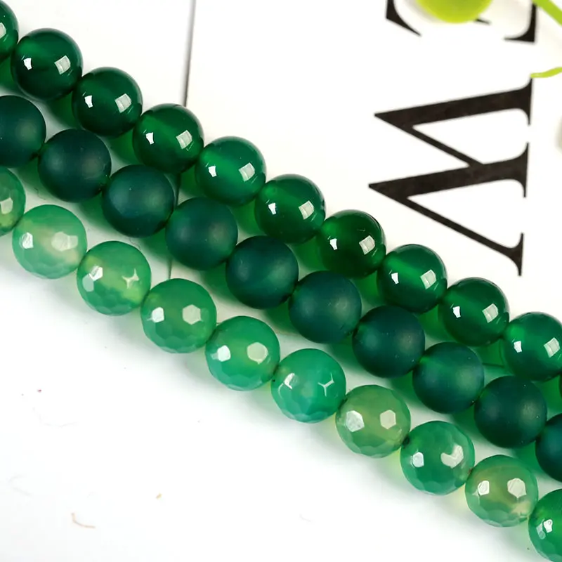 Natural Green Agates Stone Round 2/3/4/6/8/10/12/14mm Necklace Bracelet Jewelry Loose Beads 15 Inch wk23