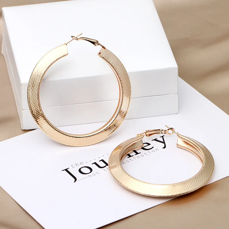 BLIJERY Exaggerated Snake Pattern Carved Big Hoop Earrings for Women Punk Jewelry Thick Metal Circle Earrings Boucles d\'oreilles