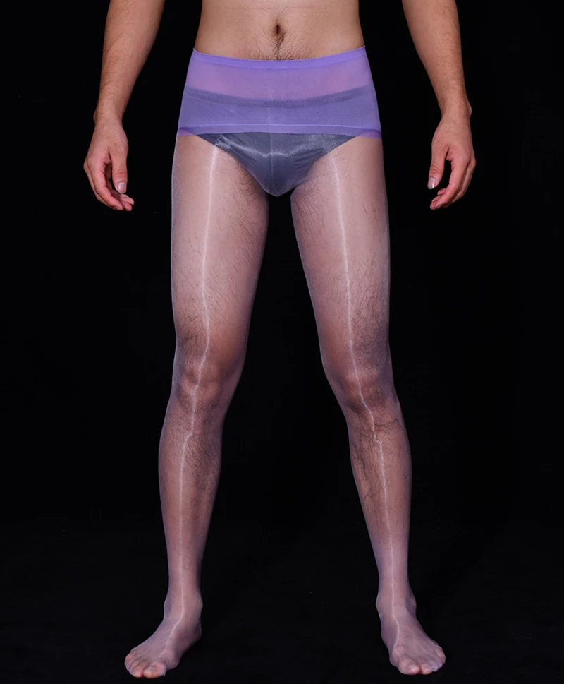 Sexy Oil Shine Mens Tight Pantyhose Gay Lingerir Stocking  Long Legging Thin Transparent  Socks Underpanties