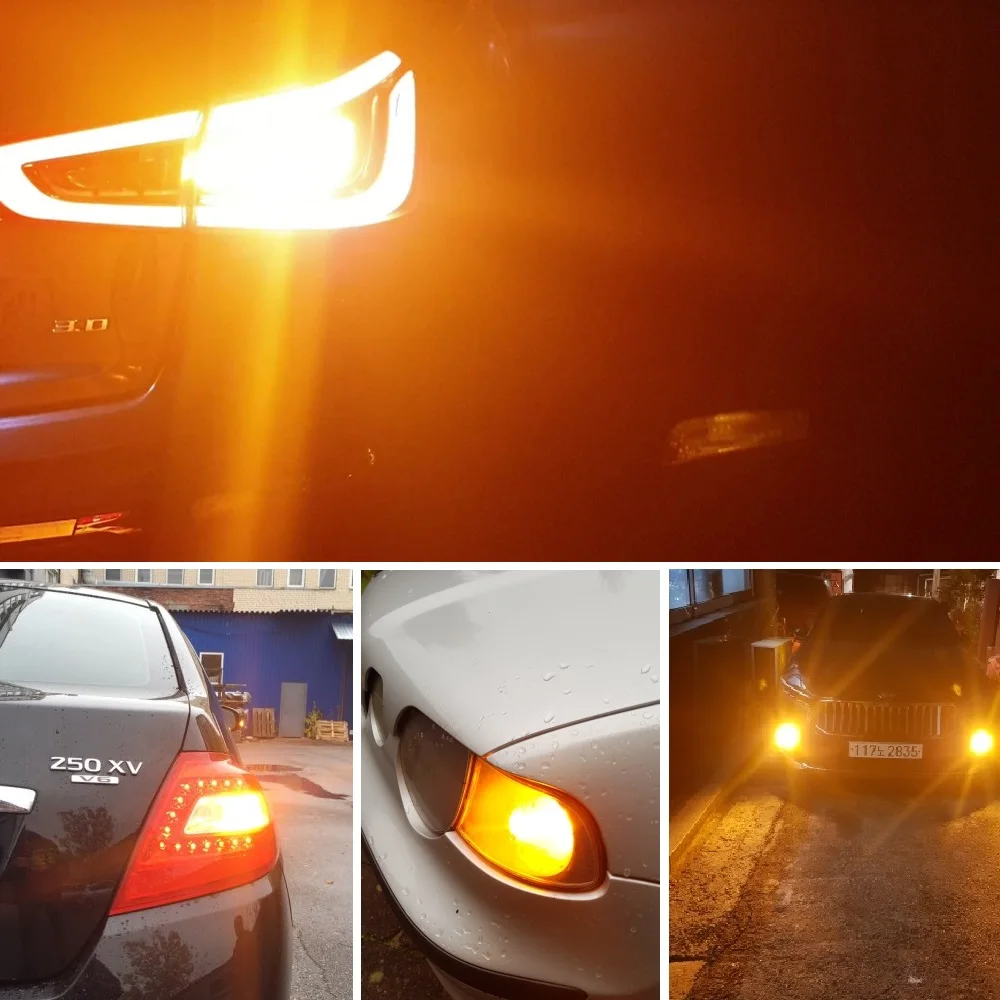 AUXITO T20 LED 7440 W21W PY21W Canbus No Hyper Flash Car Turn Signal Lamp 1156 BA15S P21W BAU15S LED Yellow Indicator Light 12V images - 6