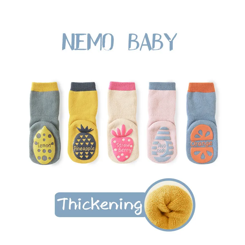 3Pcs 0 to 5 Yrs Cotton Children Anti-slip Socks For Boys Girl Low Cut Floor Kid Sock With Rubber Four Season Newborn Socks