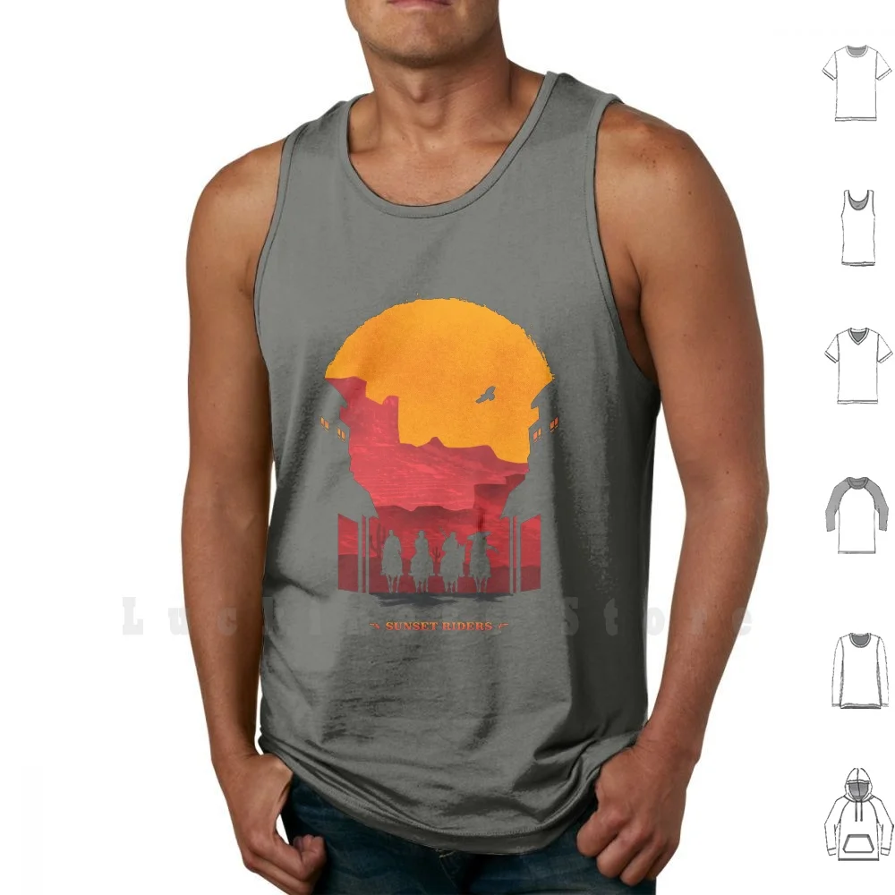 Sunset Riders Tank Tops Vest 100% Cotton Sunsetriders Sunset Riders Cowboy Game Snes Nerd Old Cormano Bob Steve Billy