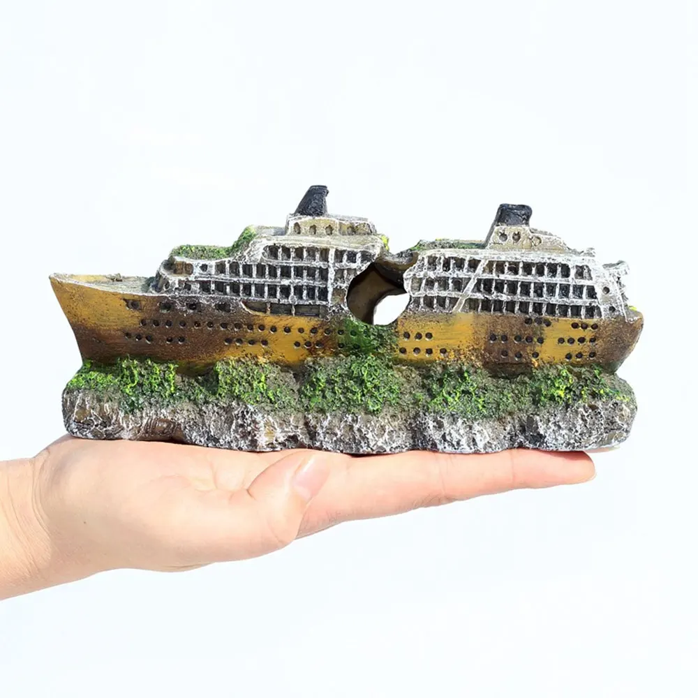 Aquarium Fish Tank Landscape Shipwreck Decor Resin Boat Ornament Aquarium Accessories Home Environmental Protection Decorations