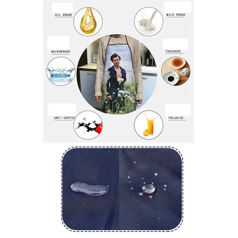 1Pcs Custom Logo Kitchen Apron Cartoon Dinner Party Cooking Apron Baking Accessories For Men Women Waterproof Oil-Proof Fabric