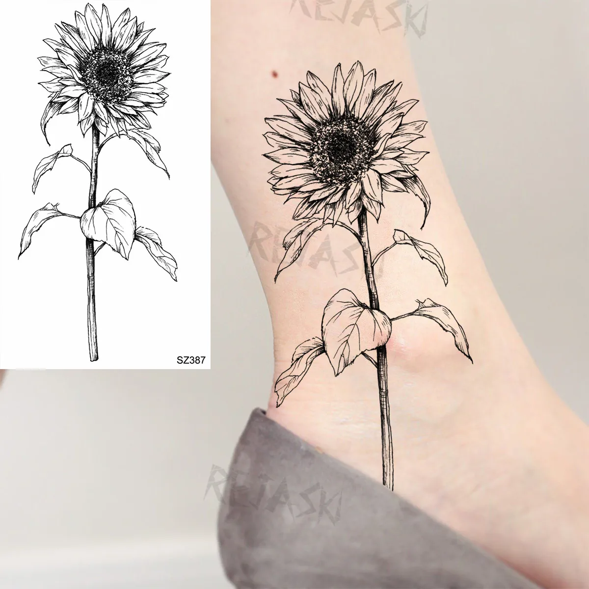 Colored Rose Fashion Feet Temporary Tattoos For Women Adult Hummingbird Sunflower Fake Tattoo Body Art Washable Tatoos Sticker