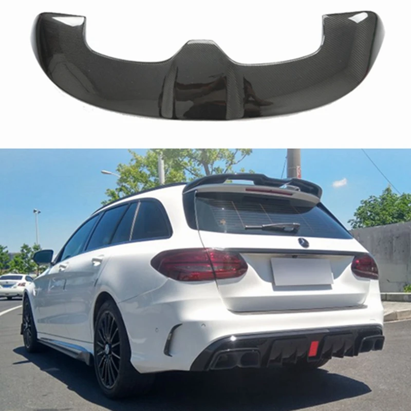 Sedan 5 Door Hatchback For Mercedes Benz C Class W205 Travel version 2016-2019 Carbon Fiber Spoiler Rear Trunk Boot Lip Roof