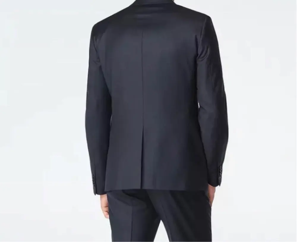 Latest Design Midnight Blue Notched Lapel With One Button Men Suits Slim Fit 2 Pieces Groom Tuxedos Terno Masculino
