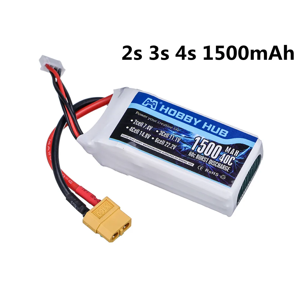 HOBBY HUB 7.4v 11.1V 14.8v 1500mAh 3s battery for RC Car Airplane Quadcopter spare parts 2s lipo battery 1pcs 11.1v battery