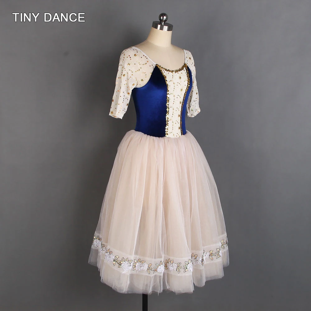 Avorio Romantico Lunghezza Balletto di Danza Tutu Tratto di Velluto Body Corpetto con Strato di Morbido Tulle Tutu Ballerina Vestito Da Ballo 20504