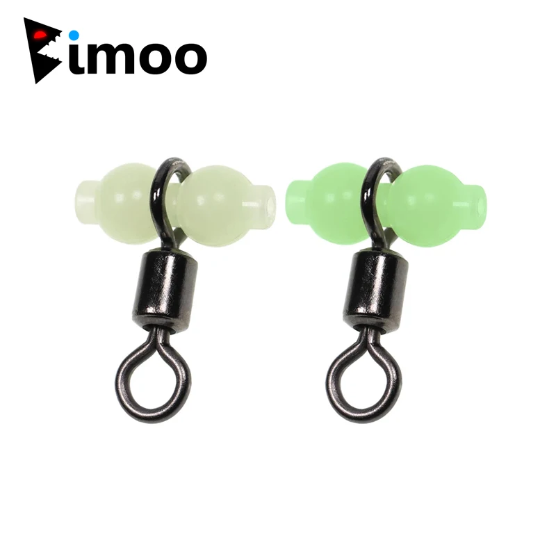 Bimoo #2~#2/0 20pcs Luminous Cross-line Beads Gourd Rolling Fishing Swivel Boat Fishing Rigs Connector Saltwater Fishing Tackle