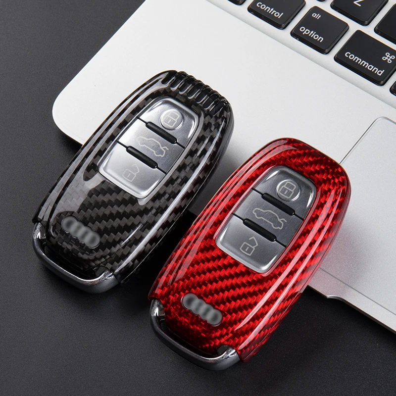Acc-carbon etui na klucze do Audi key cover nowy S4/A4L/A6L/A3/Q3/Q2L/Q5L/Q7/A7LA8L Carbon fibe r shell klamra samochodowa luksusowa osłona