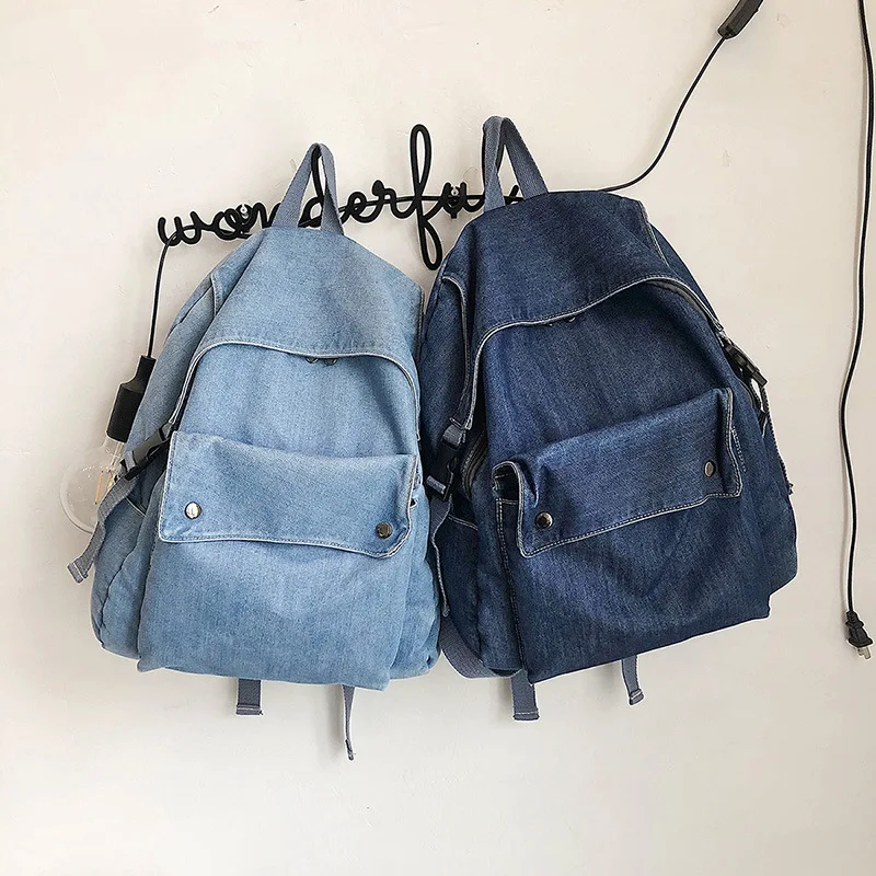 Vintage wind denim shoulder bag women 2020 new high-capacity rucksack student bag simple large bag backpacks