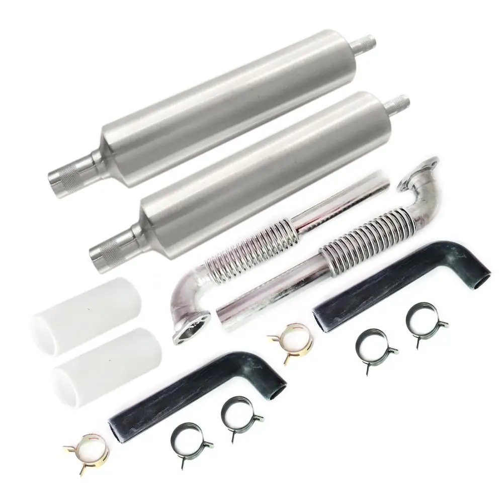 1Set Twin-cylinder Rear Muffler Exhaust Canister w/ Flexible Header Teflon for EME70 DLE60CC Engine