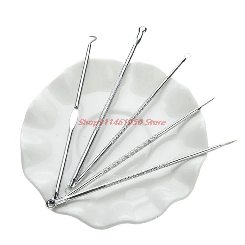 5Pcs Mitesser Extractor Schwarz Dots Reiniger Akne Makel Entferner Nadeln Set Schwarz Flecken Poren Reiniger Werkzeuge Neue