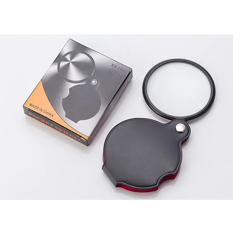 Mini Pocket Magnifier Lightweight Foldable Magnifying Glass  5X 6X Leather Magnifier Loupe Pocket Magnifying Glass