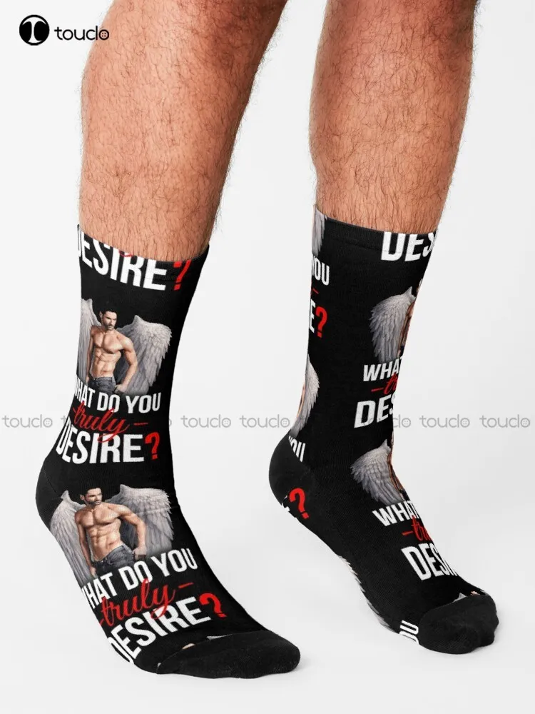 What Do You Truly Desire? Lucifer, Lucifer Morningstar, Devil Socks He Office Socks Unisex Adult Teen Youth Socks